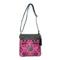 Savana Savana No.NI-934 HPK Ladies Faux Leather Tooled Fringe Crossbody Bag; Hot Pink NI-934 HPK